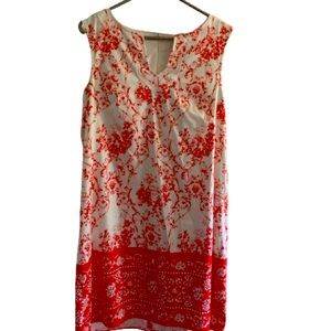 London Times Red and White Dress - Size 14 Floral Design Perfect Summer Dress